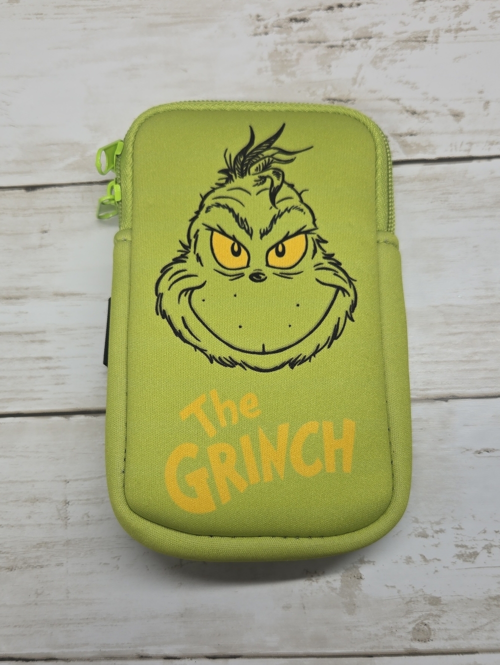 Bioworld Lime Green The Grinch Zip Pouch For Tumblers